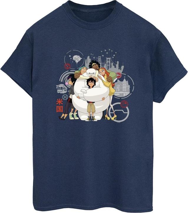 Actual product image Disney Womens/Ladies Big Hero 6 Baymax Group Hug Cotton Boyfriend T-Shirt (L)
