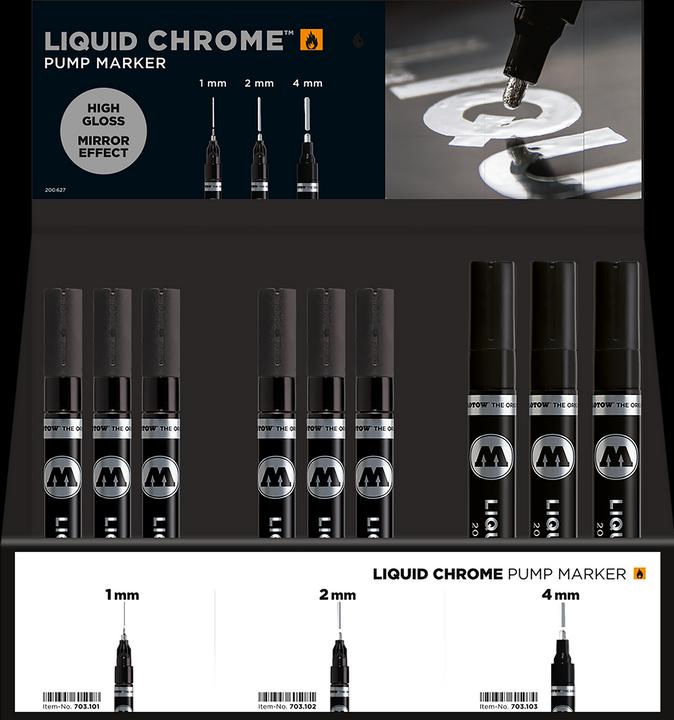 Immagine prodotto Molotow Display di vendita del pennarello al cromo Cromo liquido (Nero, 4 mm, 36 x)