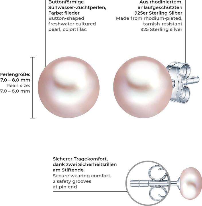 Produktbild Valero Pearls Damen Sterling Silber Süsswasser-Zuchtperle silber - 2938 (Sterling Silber)