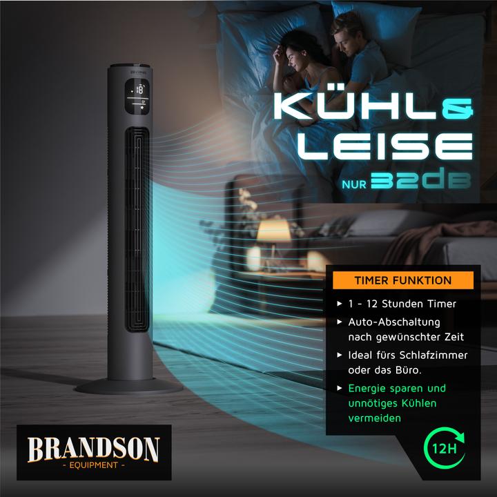 Actual product image Brandson Turmventilator WiFi, Eco DC-Motor 35W, App-Steuerung/Sprachbefehl, Timer, Oszillation, leiser Lüfter (52 dB)