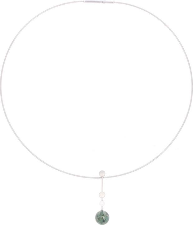 Actual product image Xen Atelier necklace with moss agate and freshwater cultured pearl 45 cm (Stainless steel, 45 cm)