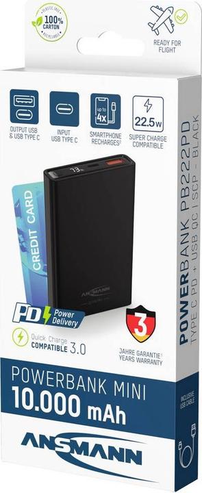 Produktbild Ansmann PB222PD (10000 mAh, 22.50 W, 38.50 Wh)