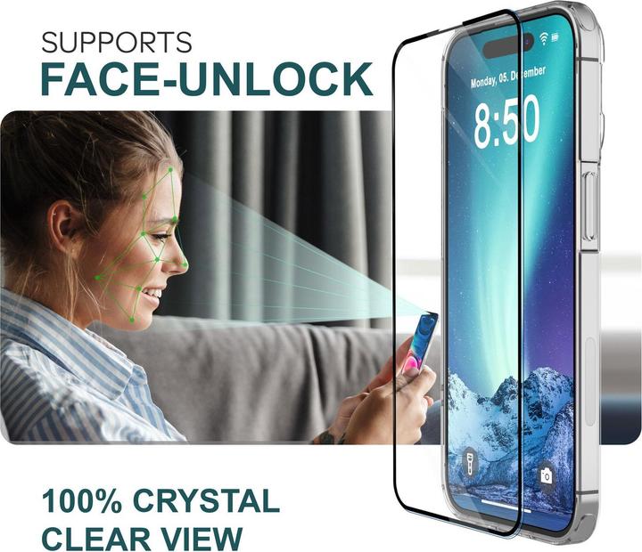 Actual product image Nalia 2x protective glass & 1x template (2 Piece, Apple iPhone 15 Pro)
