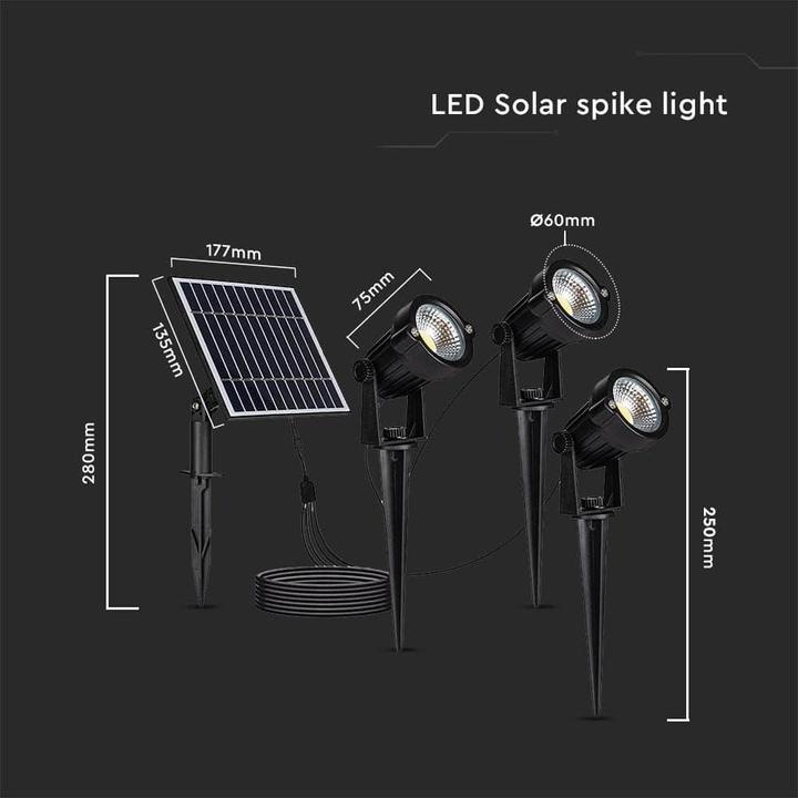Actual product image V-TAC Solar LED garden light set VT-11031, 3x 1.2 W, 3000 K, IP65 (50 lm, IP65)