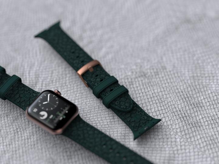 Actual product image Njord Jord Watch Strap For (40 mm, 41 mm, Stainless steel fastener, Salmon leather, Vegan Leather, Apple Watch)