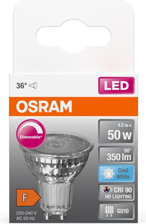Produktbild Osram Led Superstar Par16 (GU10, 4.50 W, 350 lm, 1 x, F)
