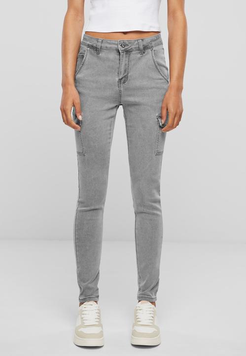 Produktbild Cloud 5ive Cloud5ive Damen High Waist Cargo Jeans Hose mit washed look (L)