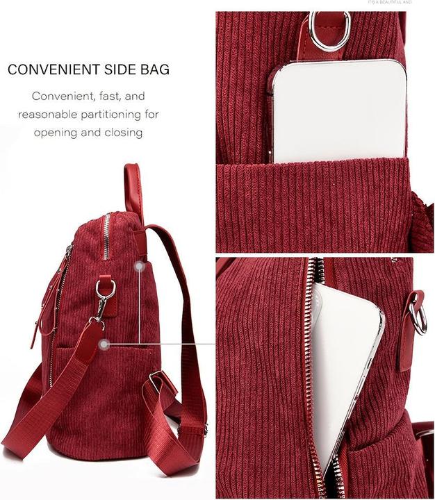 Immagine prodotto Only-Bags.Store Elegante zaino in velluto a coste - spazioso e versatile con cinghie regolabili, chiusura a zip per