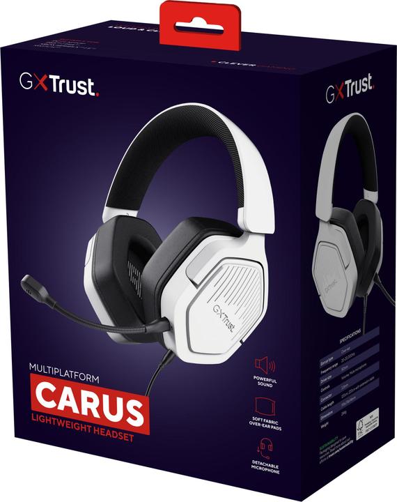 Image du produit Trust Gxt492w Casque Carus Blanc (Filaire)