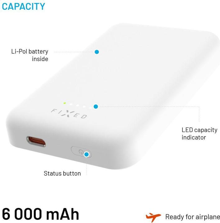 Actual product image Fixed MagZen Trådløs PD 20W Power Bank 6.000 mAh Hvid Powerbank - Hvid - 6000 mAh (6000 mAh, 20 W, 6000 Wh)