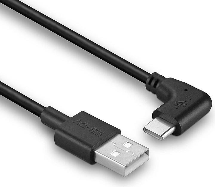 Produktbild Lindy 0,5m USB 2.0 Typ A an C Kabel 90 gewinkelt (0.50 m, USB 2.0)