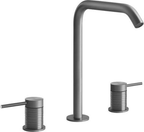 Actual product image Gessi 316 Trame 3-hole basin mixer, with spout H=230 mm x projection 156 mm, without pop-up waste, 5