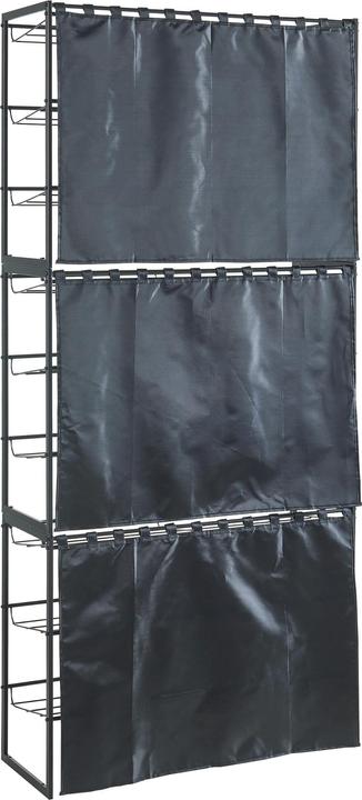 Produktbild En.Casa Schuhregal Sel mit Vorhang 3er Set Schwarz (80 x 32 x 60 cm)