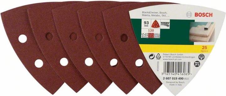 Actual product image Bosch Zubehör Sanding sheet set for delta sander, 93 mm, 120, 6 holes, pack of 25 (120)