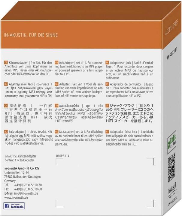 Produktbild Inakustik Star MP3 (0.10 m, 3.5mm Klinke (AUX))