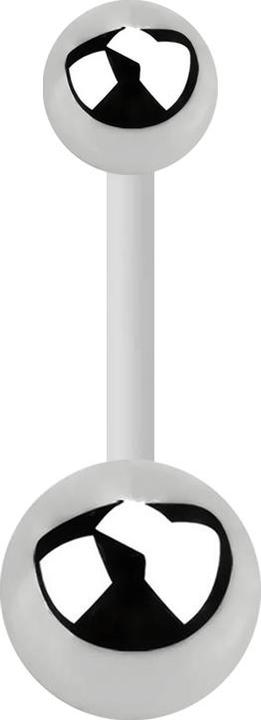 Star Piercing Banane weiss mit zwei Kugeln silber (Bioflex, Chirurgenstahl 316L, ohne Messing)