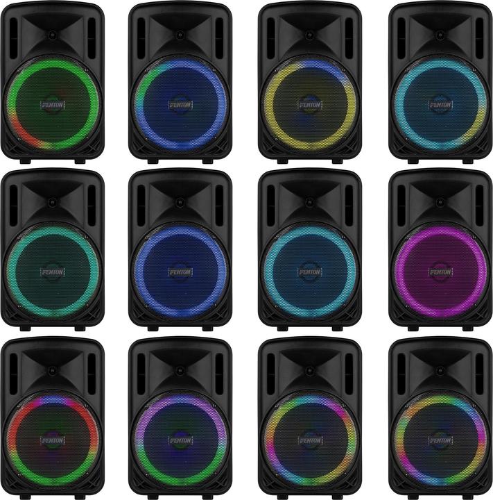 Image du produit Fenton Speaker Bluetooth - FT12LED MK2 karaoke box met LEDâ€™s, accu en microfoon - Voor (Actif)