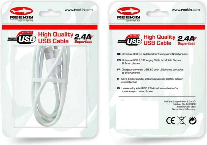 Produktbild Reekin 2.4A SUPERFAST Ladekabel USB Lightning (1 m, USB 2.0)
