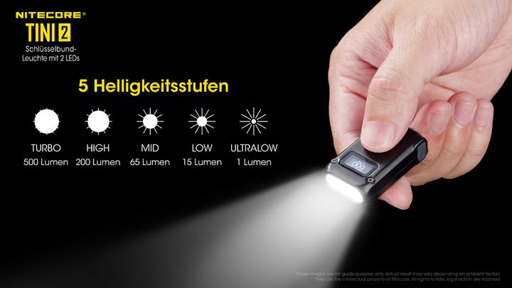 Actual product image Nitecore TINI 2 - 500 lumen, grey (4.70 cm, 500 lm)