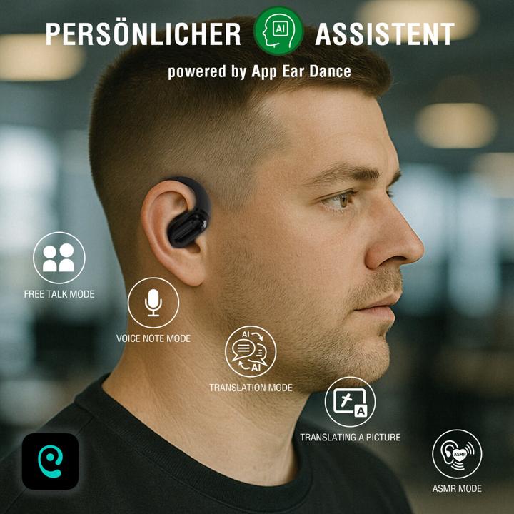 Productafbeelding 4smarts Open-Ear Bluetooth Kopfhörer SkyBuds AI Screen, Schwarz (28 h, Draadloze)