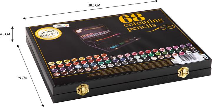 Actual product image Craft Colouring pencils, 68 pcs in wooden box - (K-CR0472/GEA) (Multicoloured, 68 x)