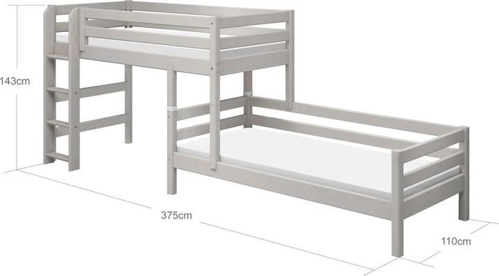 Actual product image Flexa Medium height combi bed Classic with straight ladder (90 x 200 cm)