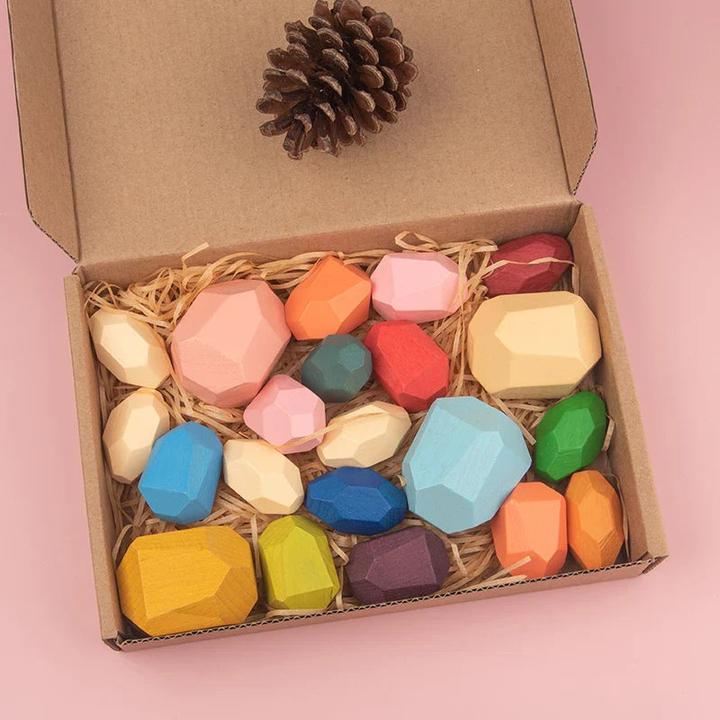 Immagine prodotto Activity Board Gioco di legno per impilare pietre e sassi Sensoriale Giocattolo per bambini Giocattolo educativo