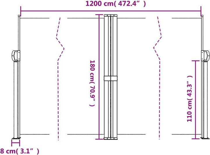 Produktbild VidaXL Seitenmarkise Ausziehbar (1.80 m)