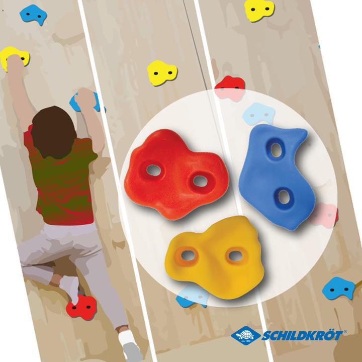 Produktbild MTS Schildkröt® Kinder Klettergriffe, 12 Griffe zum Bouldern in 3 versch. Formen, für Indoor und Out (Multicolore)