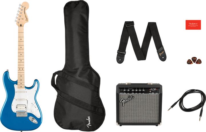 Productafbeelding Fender Affinity Series Stratocaster HSS Pack MN Lake Placid Blue starterset elektrische gitaar (Elektrische Gitaarset, Esdoorn)