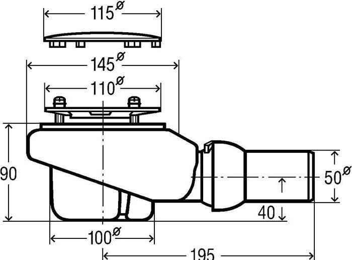 Produktbild Hoesch Ablaufarmatur COMPACT 90 m runder Ablaufabdeckung vc