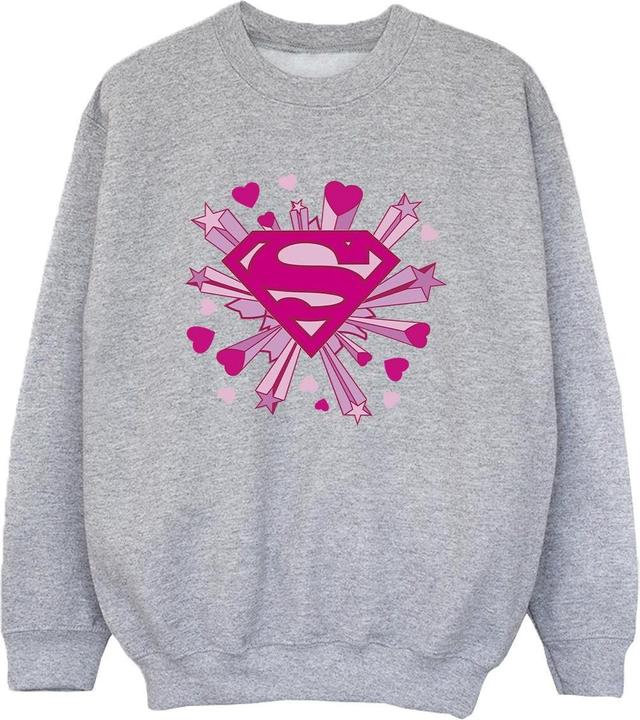 Superman Pink Hearts And Stars Logo Sweatshirt Jungen