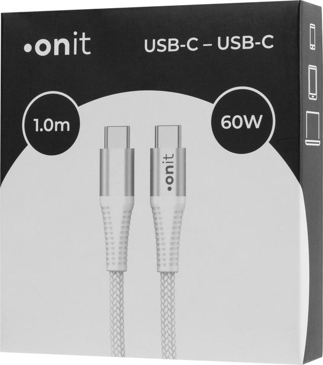 Actual product image Onit USB 3.0 Cable USB C - USB C 1 m, White (1 m, USB 3.2 Gen 1, 60 W)