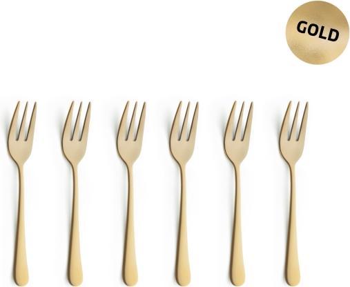 Amefa AUSTIN Kuchengabel Set 6-teilig PVD gold, satiniert (6 Stück, Besteck Set)