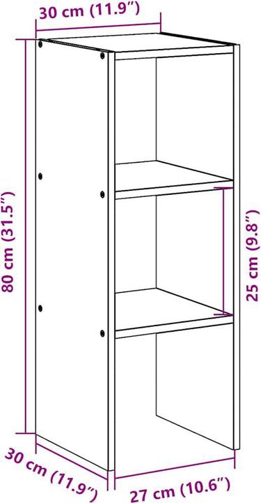 Productafbeelding VidaXL Stapelbare boekenplank grijs Sonoma 30x30x80 cm materiaal op houtbasis (30 x 30 x 80 cm)