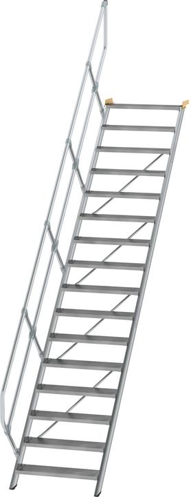Image du produit Munk Escalier 45° largeur des marches 800 mm 16 marches aluminium strié (Escabeau, 347 cm)