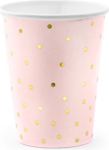 Partydeco Cups Polka Dots, light pink, 260 ml (1 pkt / 6 pc.) (6 x)