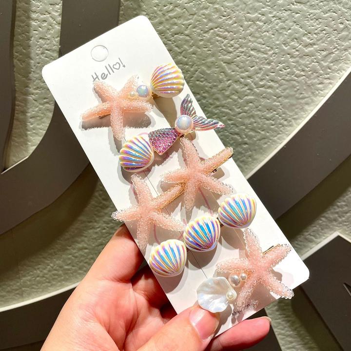 Activity Board Cute Candy Color Shell Mermaid Sugar Starfish Hair Clip Bangs Clip High-End Side Clip Hairpin