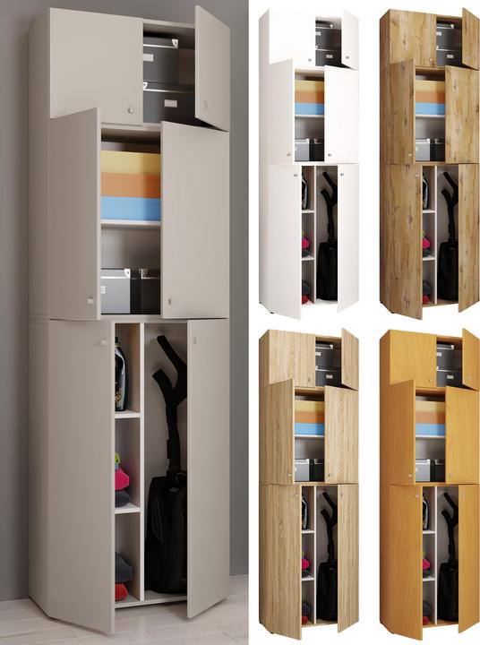 Actual product image VCM Holz Besen Putzschrank Lona mit Drehtüren Aufsatz (70 x 39 x 223 cm)