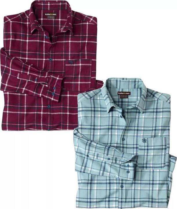 Actual product image Atlas For Men Mens Checked Flannel Shirt (Pack of 2) (XXL)