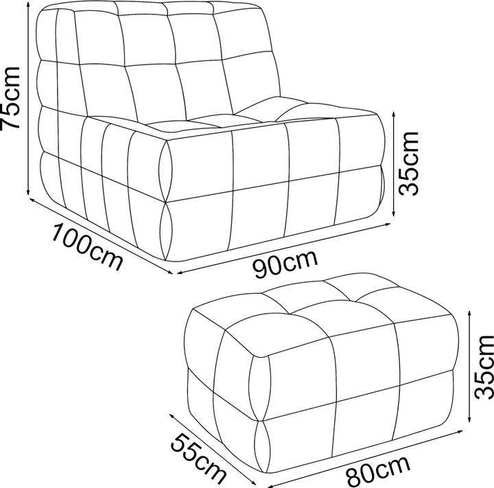 Actual product image En.Casa Bodensessel mit Fusshocker Koskyvn Textil Gelb