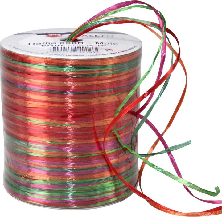 Pattberg Ruban cadeau Raffia Pearl Taille : 50 m, Multicolore (Ruban, 1 x)