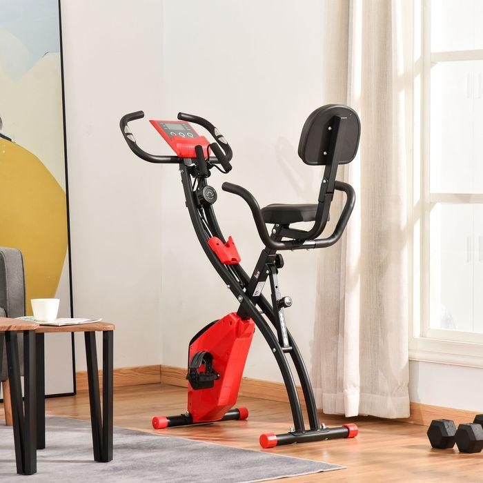 Image du produit Swisshandel24 Vélo d'appartement 2 en 1 Écran LCD, pliable, résistance magnétique réglable sur 8 niveaux, 1 paire