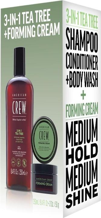 Image du produit American Crew Holiday Duo Set : 3-in-1 Tea Tree Shampoo, Conditioner & Body Wash 250ml + Forming Crea (Shampoing liquide)