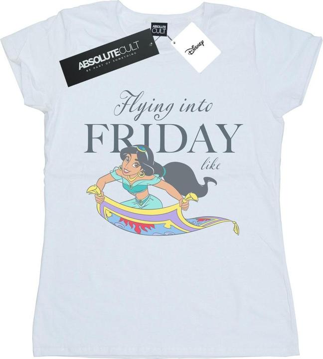 Actual product image Disney Womens/Ladies Princess Jasmine Flying Into Friday Like Cotton T-Shirt (XL)