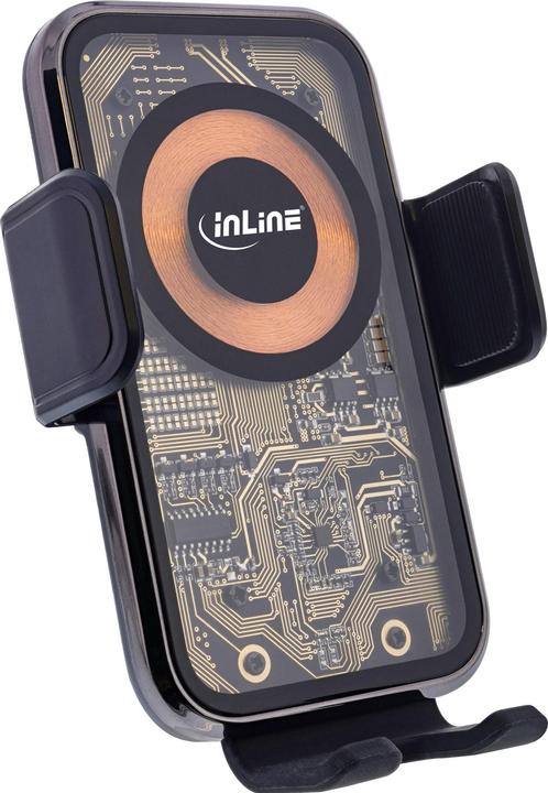 InLine KFZ Smartphone Halterung, ONE TOUCH QI 2, universal, Wireless Charger
