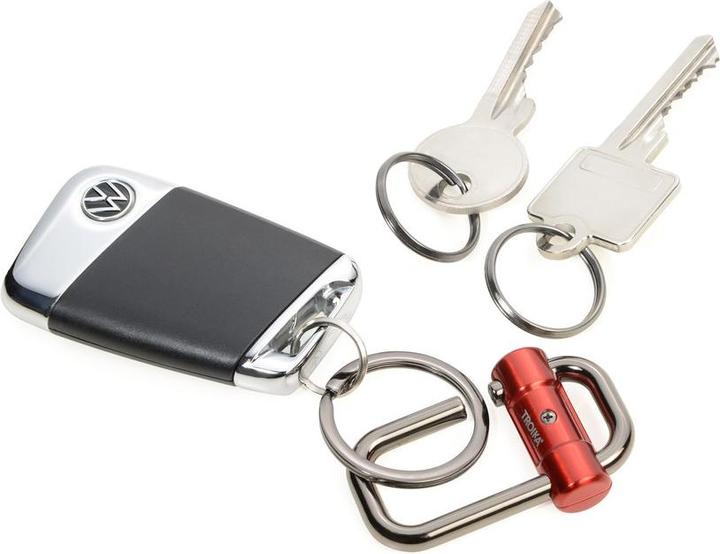 Image du produit Troika 2-WAY KEY Porte-clés avec 3 anneaux et fermeture coulissante, rouge/noir chromé