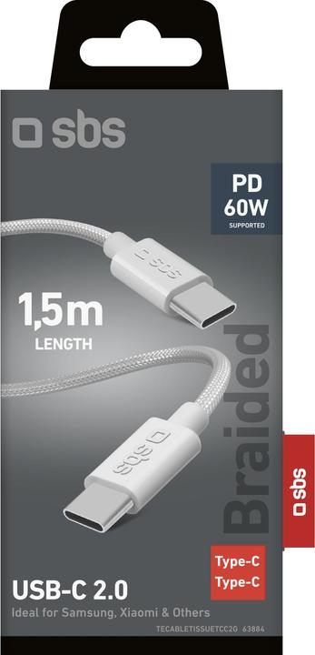 Produktbild SBS Gewebekabel mit USB-C-Steckern (2 m, USB 3.2 Gen 2)