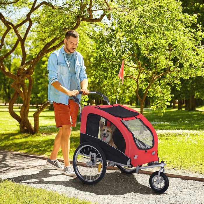 Produktbild Swisshandel24 Hundeanhänger Jogger Fahrradanhänger Hunde Hunde-Fahrradanhänger Rot+Schwarz 155 x 83 x 108 cm