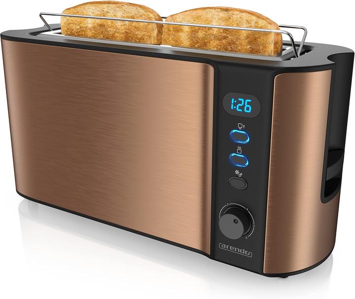 Arendo Langschlitz Toaster mit Brötchenaufsatz